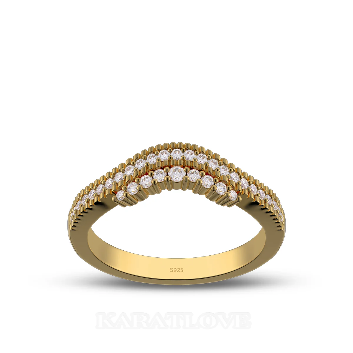 Round Cut Diamond White Sterling Silver Yellow Gold Wedding Ring